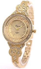 img 4 attached to 💎 Luxurious Ladies' Gold Stainless Steel Crystal Quartz Dress Watch by SIBOSUN - Elegant Bling Bracelet