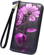 badiya women rfid blocking wallet: stylish zip around clutch purse with wristlet logo