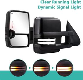 img 4 attached to Towing Mirrors Switchback Turn Lights Compatible With 2003-2007 Chevy Silverado GMC Sierra Tow Mirrors With Turn Signal Light Running Lights Power Glass Backup Lamp Heated Pair