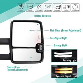 img 3 attached to Towing Mirrors Switchback Turn Lights Compatible With 2003-2007 Chevy Silverado GMC Sierra Tow Mirrors With Turn Signal Light Running Lights Power Glass Backup Lamp Heated Pair