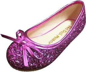 img 4 attached to 👠 Сверкайте стильно с туфлями и балетками для девочек Doll Maker Bow Glitter Flat