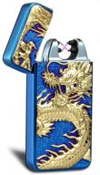 kivors usb rechargeable chinese dragon loong lighter: windproof flameless electronic plasma pulse double arc lighter logo