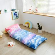 🌈 mengersi rainbow kids floor pillow case: cloud sky bed cover for girls, toddler floor pillow cover (requires 5 pillows, cover only) in pink and skyblue logo