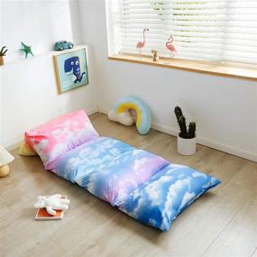 img 4 attached to 🌈 Mengersi Rainbow Kids Floor Pillow Case: Cloud Sky Bed Cover for Girls, Toddler Floor Pillow Cover (Requires 5 Pillows, Cover Only) in Pink and SkyBlue