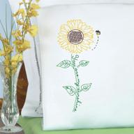 jack dempsey needle art sunflower hand embroidery - white, standard size logo