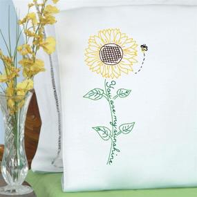 img 2 attached to Jack Dempsey Needle Art Sunflower Hand Embroidery - White, standard size