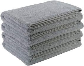 img 4 attached to 🚿 Polyte Microfiber Quick Dry Lint Free Bath Towel - Pack of 4 (Gray) - 57 x 30 inches: Ultimate Absorbency & Fast Drying Features