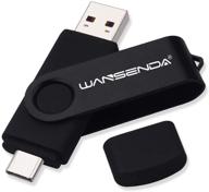 📱 wansenda otg usb c флеш-накопитель type c dual zip drive usb 3.0/3.1 64 гб, черный - быстрая фотоспираль для android, компьютера, планшета, mac логотип