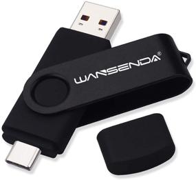 img 4 attached to 📱 WANSENDA OTG USB C флеш-накопитель Type C Dual Zip Drive USB 3.0/3.1 64 ГБ, черный - Быстрая фотоспираль для Android, компьютера, планшета, Mac