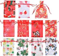 funkprofi 50 pcs 4x6 inches mixed color christmas organza gift bags: santa claus, stockings, hats & more for weddings and parties logo