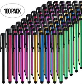 img 2 attached to 🖊️ TCD 100 Pack Assorted Color Long Metal Capacitive Stylus Pens [Universal] Compatible with All Touch Screen Devices iPad Galaxy Chrome Book Tablets