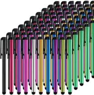 🖊️ tcd 100 pack assorted color long metal capacitive stylus pens [universal] compatible with all touch screen devices ipad galaxy chrome book tablets logo