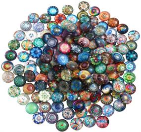 img 4 attached to ULTNICE 200pcs Cabochons Round Mosaic Tiles: Versatile Glass Tiles for Jewelry Making & Craft Projects (12mm)