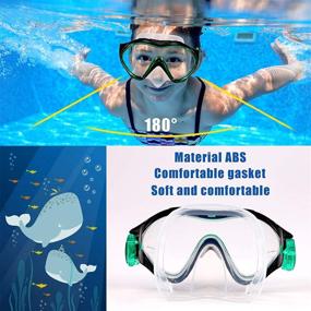 img 2 attached to 🏊 Fpxnb Kids Swim Mask with Nose Cover - Snorkel Mask for Scuba Snorkeling, Anti-Fog Lens, Waterproof Socket, 180° View Angle - Youth Children Junior Teens Swimming Goggles