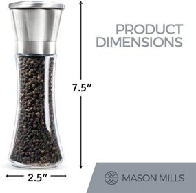 img 1 attached to 🌶️ Enhanced Mason Mil Salt and Pepper Grinder Set - Stainless Steel, Prefilled - Premium Quality Himalayan Salt and Black Pepper - Sleek Glass and Stainless Steel Mill - High Capacity Shakers - Convenient Top Loading