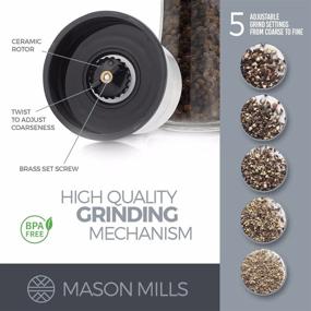 img 3 attached to 🌶️ Enhanced Mason Mil Salt and Pepper Grinder Set - Stainless Steel, Prefilled - Premium Quality Himalayan Salt and Black Pepper - Sleek Glass and Stainless Steel Mill - High Capacity Shakers - Convenient Top Loading