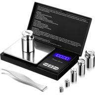 📏 precision digital pocket scale set - 100g 0.01g mini scale for food, jewelry, with 8 calibration weights including 1g, 2g, 5g, 10g, 20g, 100g, tweezers included logo