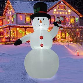 img 3 attached to 🎅 6FT Christmas Inflatable Snowman with Candy Cane, LED Lights, Yard Lawn Home Family Garden Decoration - Ideal for Holiday Party Christmas Festivities (Snowman)