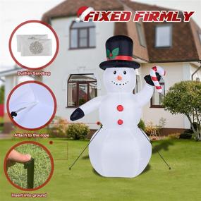 img 1 attached to 🎅 6FT Christmas Inflatable Snowman with Candy Cane, LED Lights, Yard Lawn Home Family Garden Decoration - Ideal for Holiday Party Christmas Festivities (Snowman)