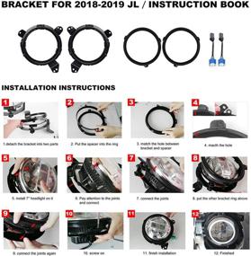 img 1 attached to 🚗 Jeep Wrangler JL JLU 2018-2020 Headlight Mounting Bracket: Aluminum Alloy, Omni-directional Adjustment, Replacement for 7 Inch Round Headlights (Black)