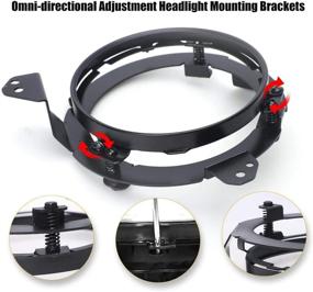 img 2 attached to 🚗 Jeep Wrangler JL JLU 2018-2020 Headlight Mounting Bracket: Aluminum Alloy, Omni-directional Adjustment, Replacement for 7 Inch Round Headlights (Black)