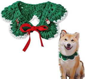 img 4 attached to Jcheupet Cat Dog Costume Handmade Knitted Wool Pet Scarf Collar - Premium Universal Adjustable Bib for Small Dogs and Cats - Perfect Christmas, New Year, Birthday Gift with improved SEO