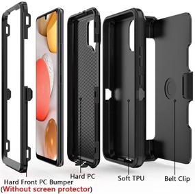 img 2 attached to 📱 Rugged Shockproof Phone Case for Samsung Galaxy A42 5G - Heavy Duty Armor Cover with Belt Clip Holster - Black