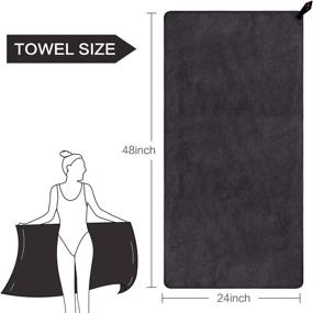 img 2 attached to SUNLAND Microfiber Gym Bath Towel: Ultra-Soft Travel and Camping Towel with Carry Bag - Super Absorbent Towel for Swimming, Sports, Adults, and Children - 24inchX48inch