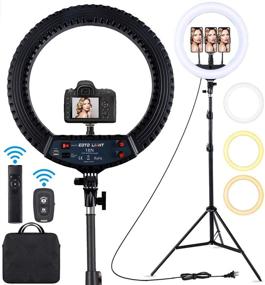 img 4 attached to 📸 Dimmable 18 Inch LED Ring Light with Tripod Stand, Ideal for Studio Portrait, YouTube Vlog, Video Shooting - Includes Carrying Bag, Remote Controller; CRI 90