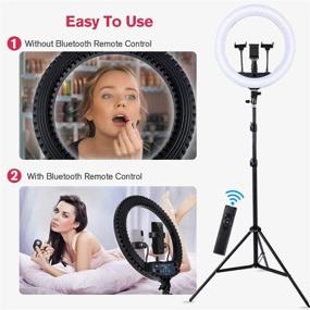 img 2 attached to 📸 Dimmable 18 Inch LED Ring Light with Tripod Stand, Ideal for Studio Portrait, YouTube Vlog, Video Shooting - Includes Carrying Bag, Remote Controller; CRI 90