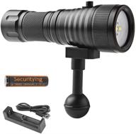 🔦 securitying 1500lm scuba diving flashlight: white red light, photography video led dive torch with 120° wide beam angle, ball joint & 18650 battery included logo