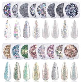 img 4 attached to 💅 16 Boxes of Tecanne 3D Holographic Nail Glitters: Shiny Charms for Acrylic Nails