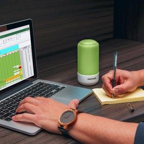 img 2 attached to Pantone Lime Green Bluetooth V5.0 Wireless Speaker - High Stereo Volume, Built-in 🔈 Microphone, 12 Hours Play Time, 50ft Range - Compatible with All Bluetooth Enabled Devices