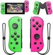 enhanced joy con controller replacement for nintendo switch - left 🎮 and right neon joycon pad with wrist strap, perfect alternatives for nintendo switch logo