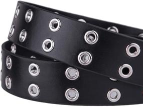 img 2 attached to Moonsix Leather Women Double Grommet Women's Accessories in Belts