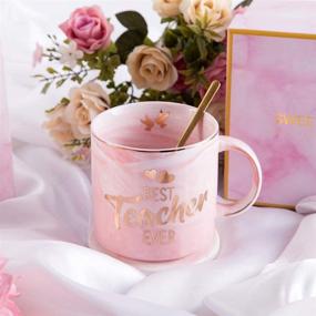 img 2 attached to 👩 Teacher Gifts Set: Best Teacher Ever Pink Marble Ceramic Coffee Mug (11.5oz) with Coasters - Perfect Teacher Appreciation and Birthday Gift Ideas