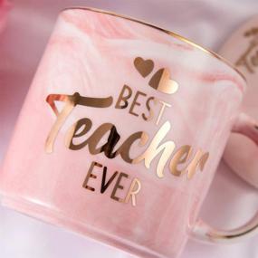 img 1 attached to 👩 Teacher Gifts Set: Best Teacher Ever Pink Marble Ceramic Coffee Mug (11.5oz) with Coasters - Perfect Teacher Appreciation and Birthday Gift Ideas