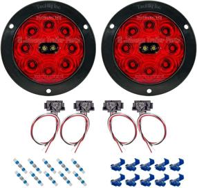 img 4 attached to 🚦 TecNiq LED Tail Light Kit - 4" Round Hi Visibility Stop Turn Tail Lights w/Reverse Lights for Trucks Trailers RVs - Flange Mount with Wiring Connectors
