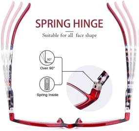 img 1 attached to 👓 Stylish Linno Fashion Rectangular Spring Hinges Reading Glasses with Patterned Temples - Ideal Readers for Women