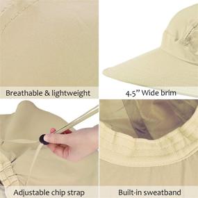 img 3 attached to 👒 Stay Safely Stylish with Women's Sun Hats: Neck Flap, Large Brim, UV Protection, Foldable Fishing & Hiking Cap