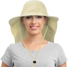 img 2 attached to 👒 Stay Safely Stylish with Women's Sun Hats: Neck Flap, Large Brim, UV Protection, Foldable Fishing & Hiking Cap