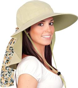 img 4 attached to 👒 Stay Safely Stylish with Women's Sun Hats: Neck Flap, Large Brim, UV Protection, Foldable Fishing & Hiking Cap