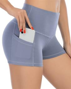 img 4 attached to 🩳 LZYVOO High Waisted Spandex Yoga Shorts with Pockets: Perfect Workout Shorts for Women!