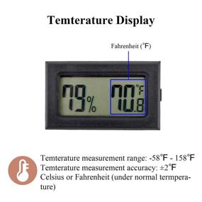 img 2 attached to Четыре миницифровых термометра-гигрометра Vaupan - монитор температуры и влажности в помещении с ЖК-дисплеем (Фаренгейт) для помещений, теплиц, садов, погребов, гитарных чехлов, холодильника - черный