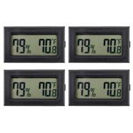 vaupan 4 pack mini digital thermometer hygrometer - indoor temperature humidity monitor with lcd display (fahrenheit ℉) for humidors, greenhouse, garden, cellar, guitar case, fridge - black logo