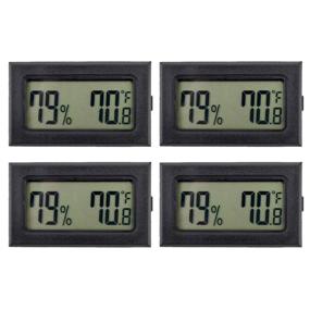 img 3 attached to Vaupan 4 Pack Mini Digital Thermometer Hygrometer - Indoor Temperature Humidity Monitor with LCD Display (Fahrenheit ℉) for Humidors, Greenhouse, Garden, Cellar, Guitar Case, Fridge - Black