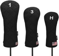 🏌️ yueaglesky golf head covers (set of 3) - driver, fairway #3, and hybrid for men's clubs (black) logo