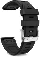 ⌚️ notocity fenix 5s plus silicone sport watch bands - compatible with fenix 5s/fenix 5s plus/fenix 6s/fenix 6s pro/d2 delta s smartwatch - silver buckle (black) logo