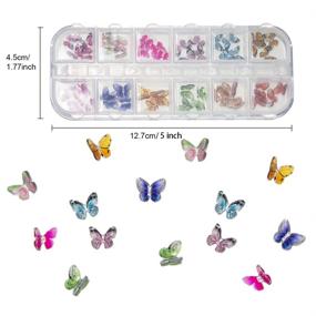 img 1 attached to 🦋 48-Piece 3D Butterfly Nail Charms Set | Glitter Clear Butterfly Nail Designs 2021 in White, Blue, and Colorful Acrylic | Nail Art Decoration & DIY Crafting Design