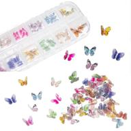 🦋 48-piece 3d butterfly nail charms set | glitter clear butterfly nail designs 2021 in white, blue, and colorful acrylic | nail art decoration & diy crafting design logo